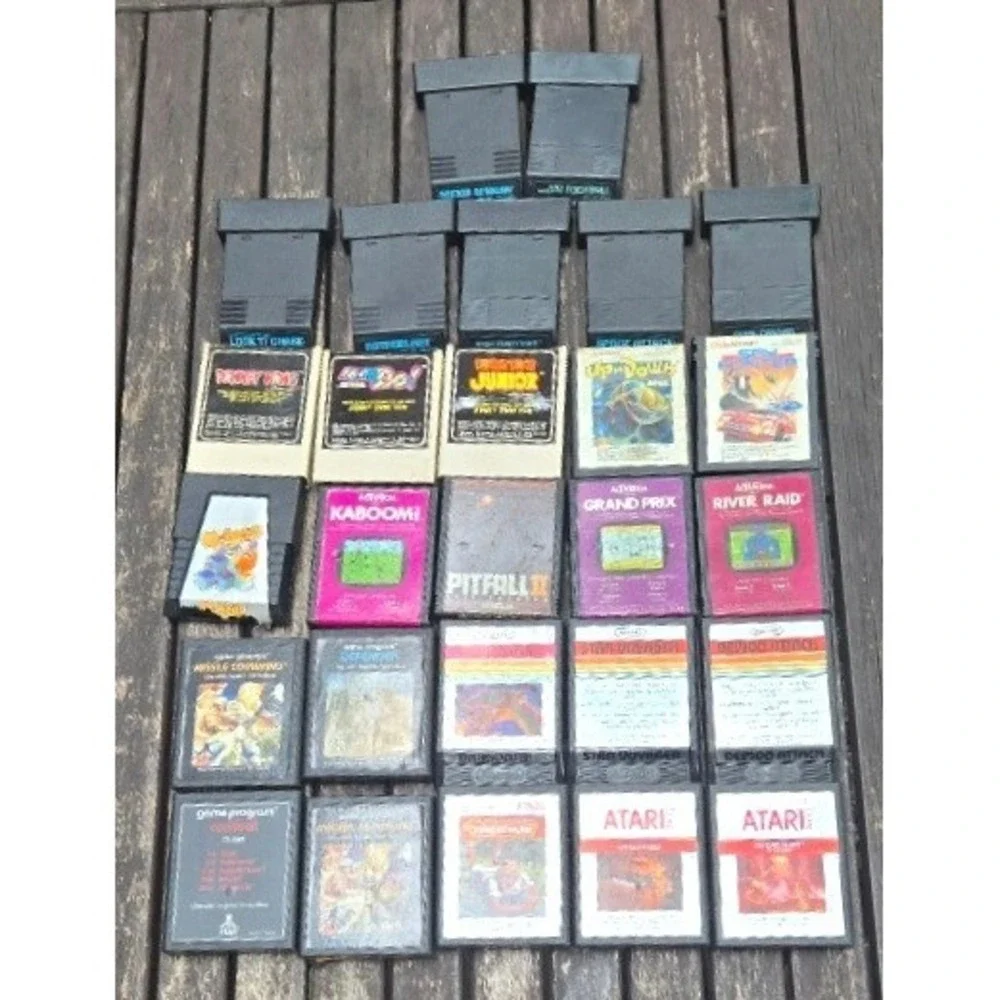 Vintage Atari 2600 Jr Console Bundle Untested, 29 Games, OEM Controller
